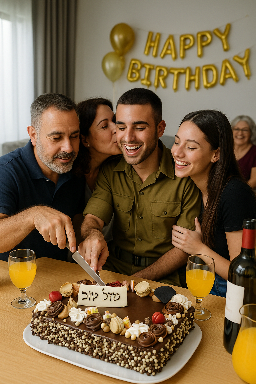 רגע משפחתי שמח עם עוגת יום הולדת